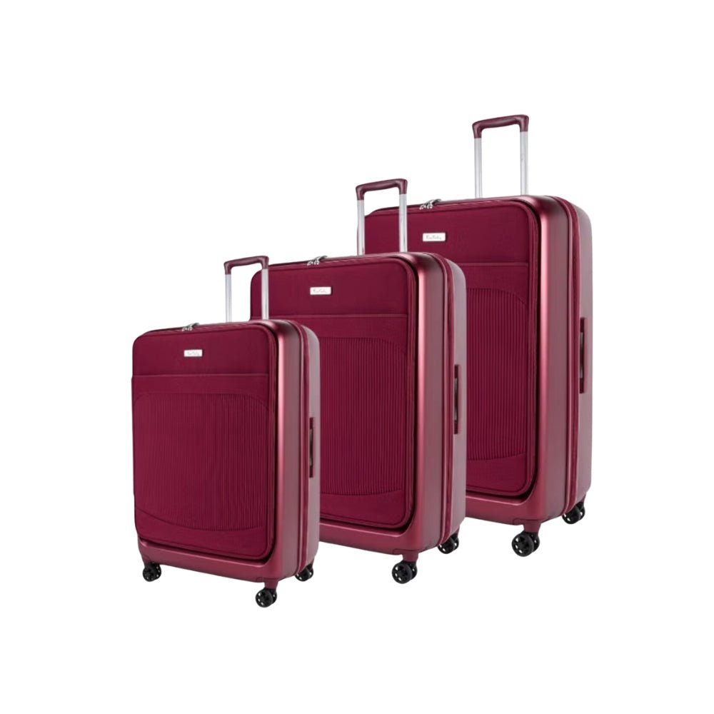 Pierre Cardin Hybrid Suitcase Set of 3, Hard Case with Front Soft Pocket in Dark Grey