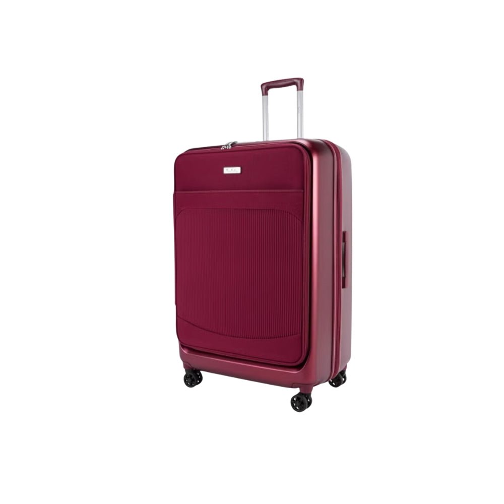 Pierre Cardin Hybrid Suitcase Set of 3, Hard Case with Front Soft Pocket in Red