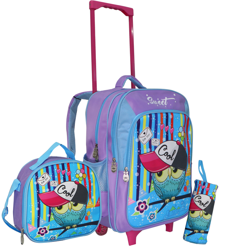 Wheeled School Bags Set of 3-Owl Cool