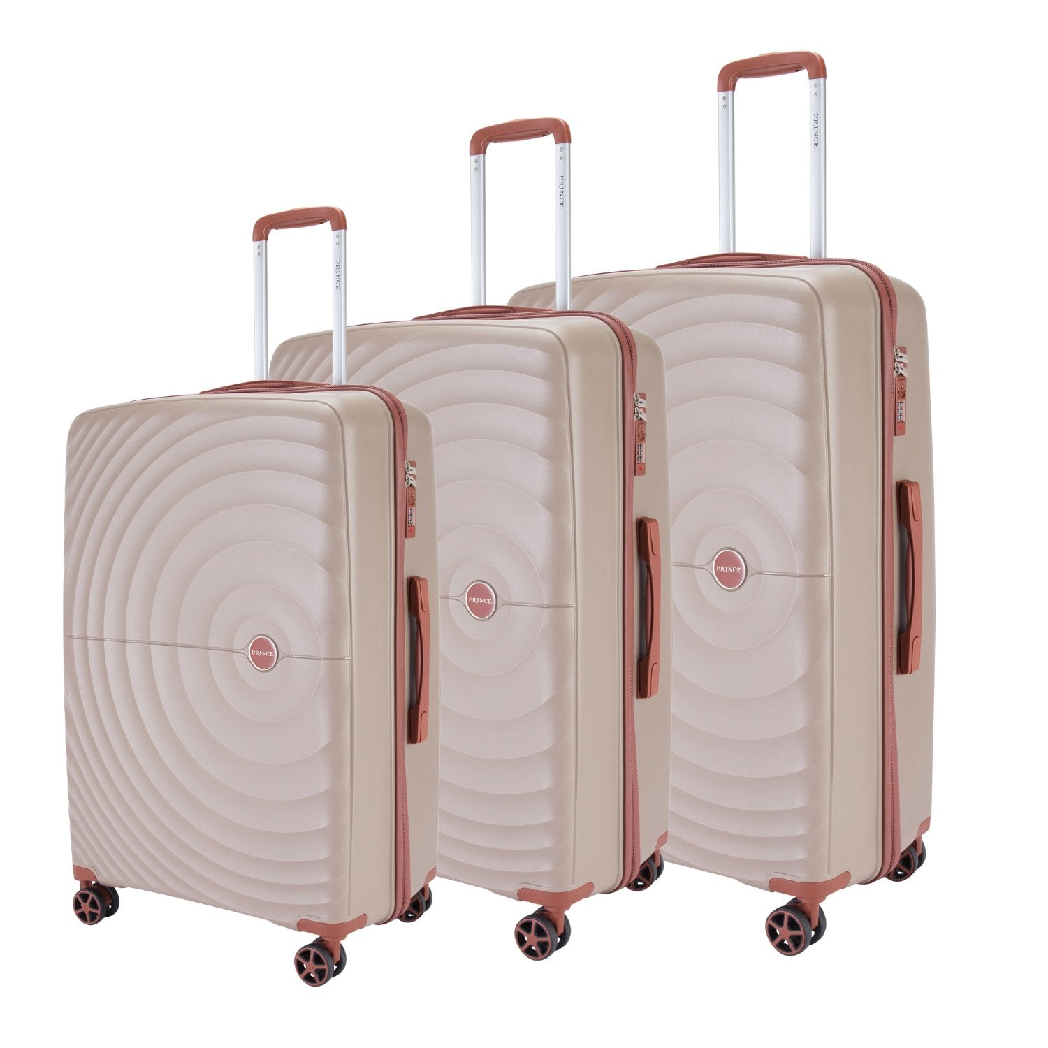 Prince Suitcase Unbreakable Set of 3-Champagne PR16709