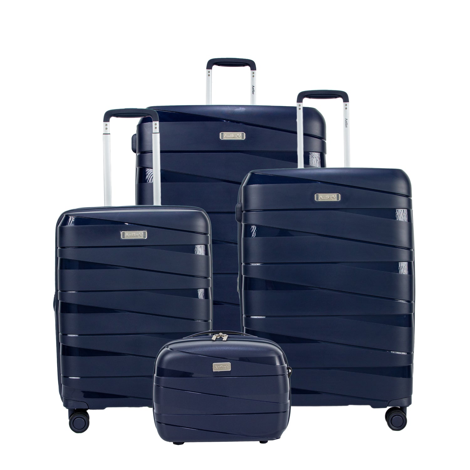 Antler Nova Unbreakable Set of 4 Suitcases, Grey Blue