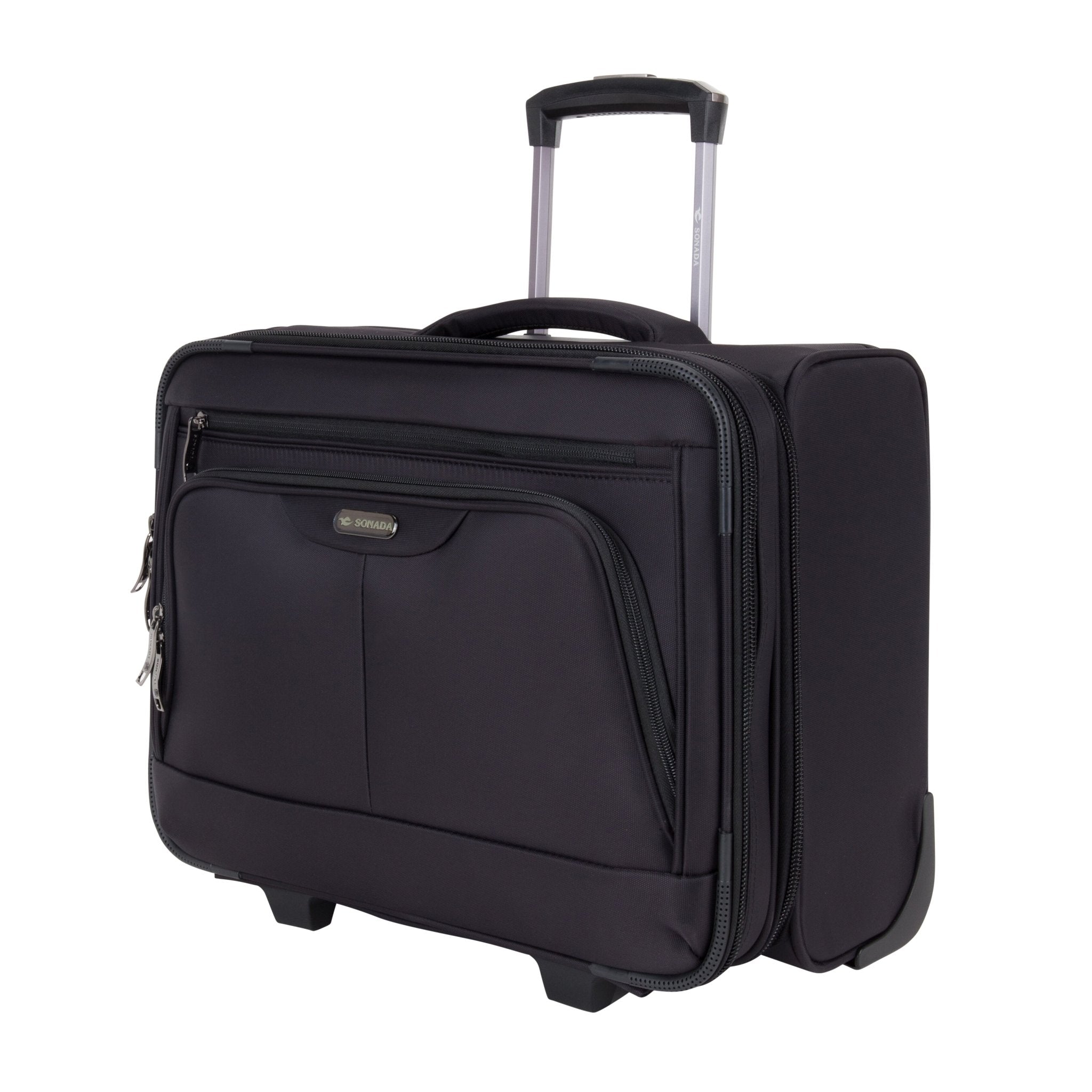 Sonada 14x18 Inches Pilot Bag Laptop Case with 2 Wheels-Black