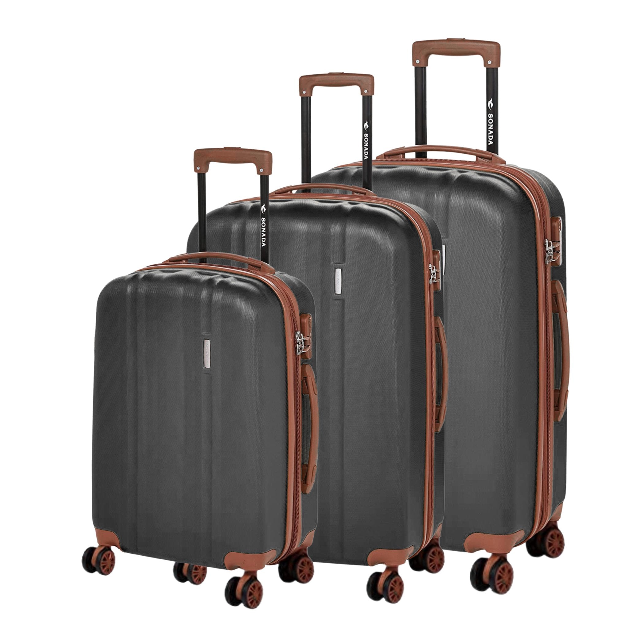 Sonada Upright Suitcases Trolley Set of 3 - White