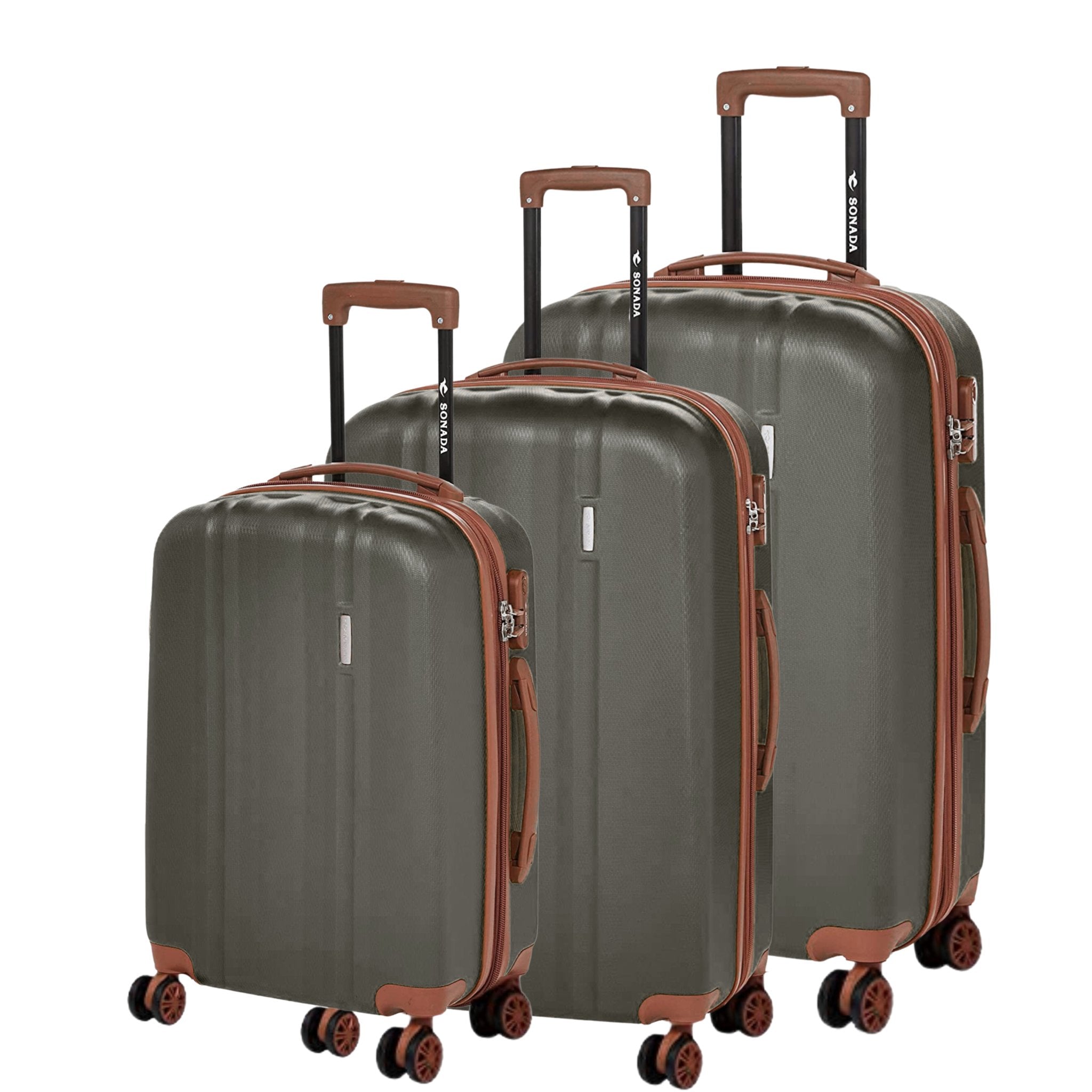 Sonada Upright Suitcases Trolley Set of 3 - Dark Grey