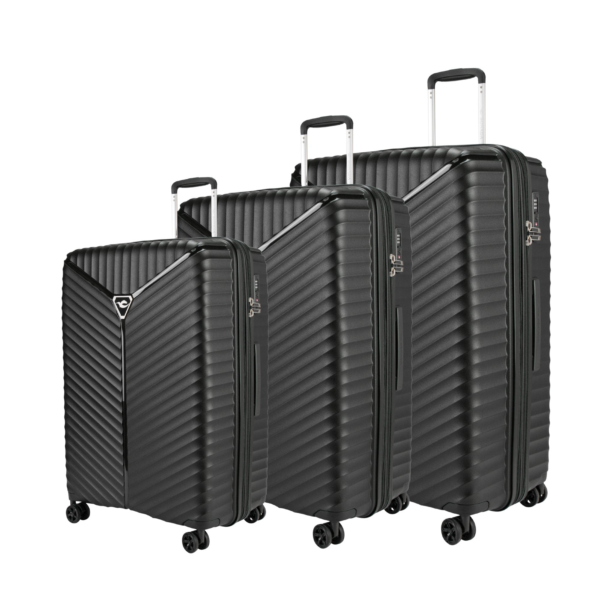 Sonada Turin Suitcases, Unbreakable Set of 3 + Beauty Case - BlueBerry