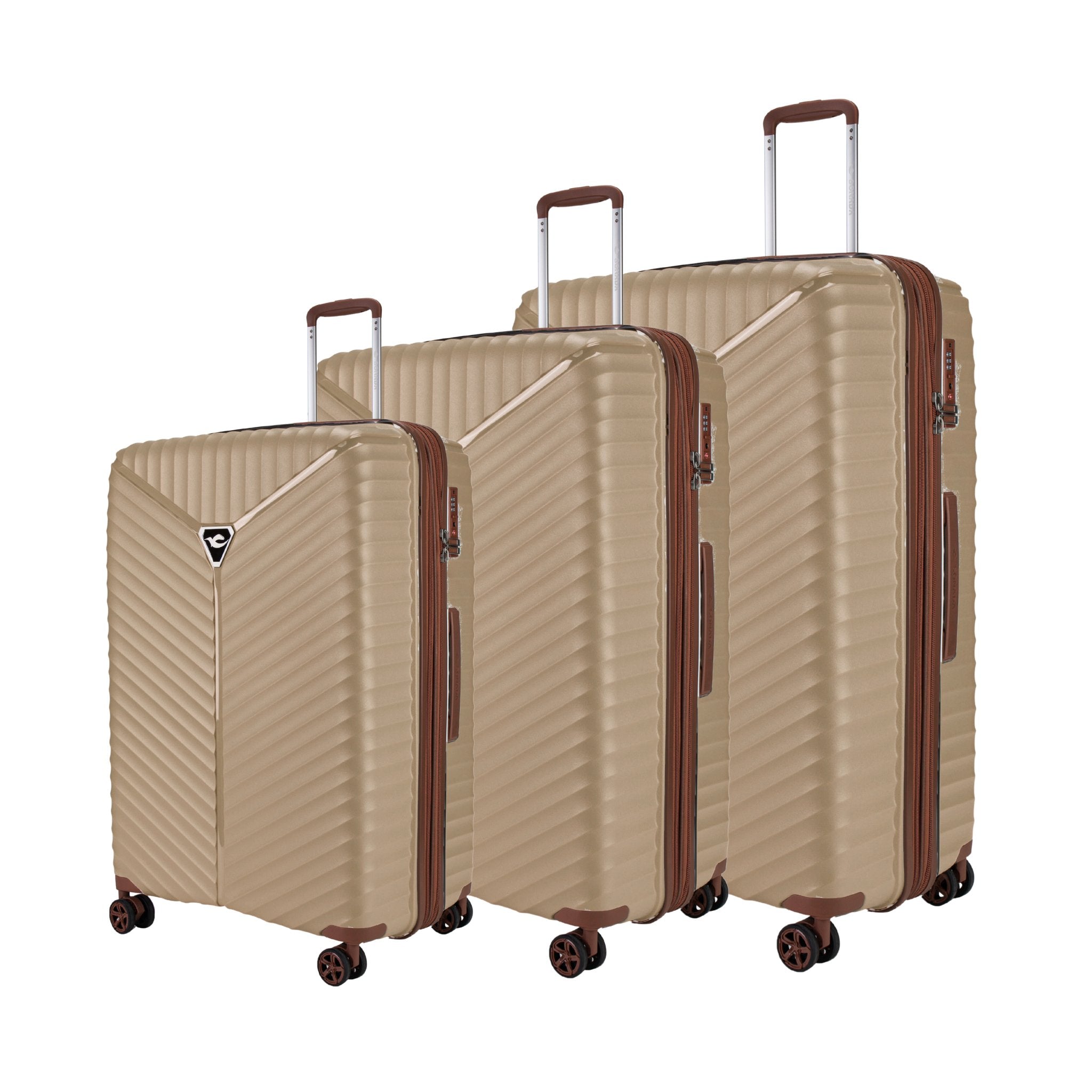 Sonada Turin Suitcases, Unbreakable Set of 3 + Beauty Case - Olive