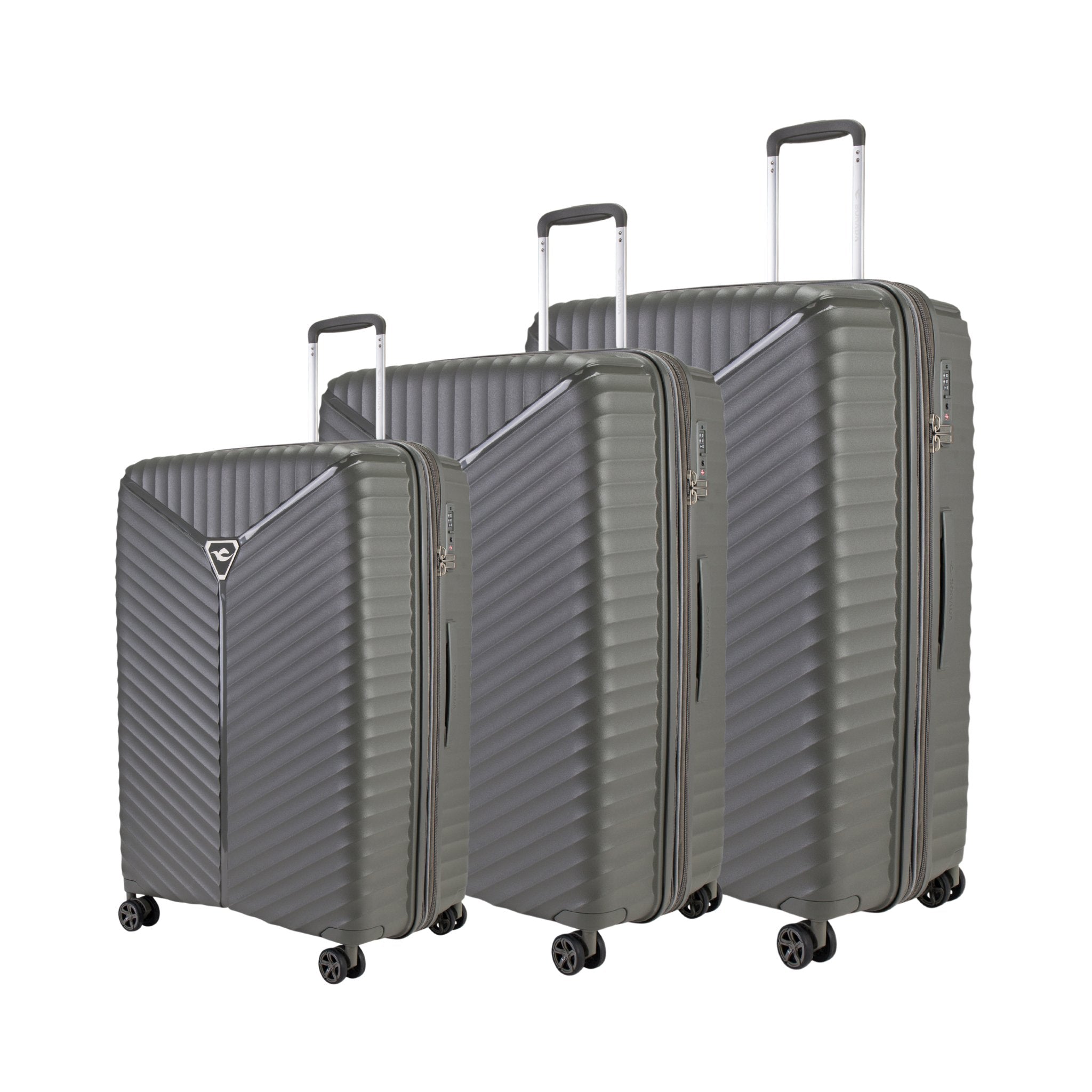 Turin Suitcases Set of 3 + Beauty Case - Olive
