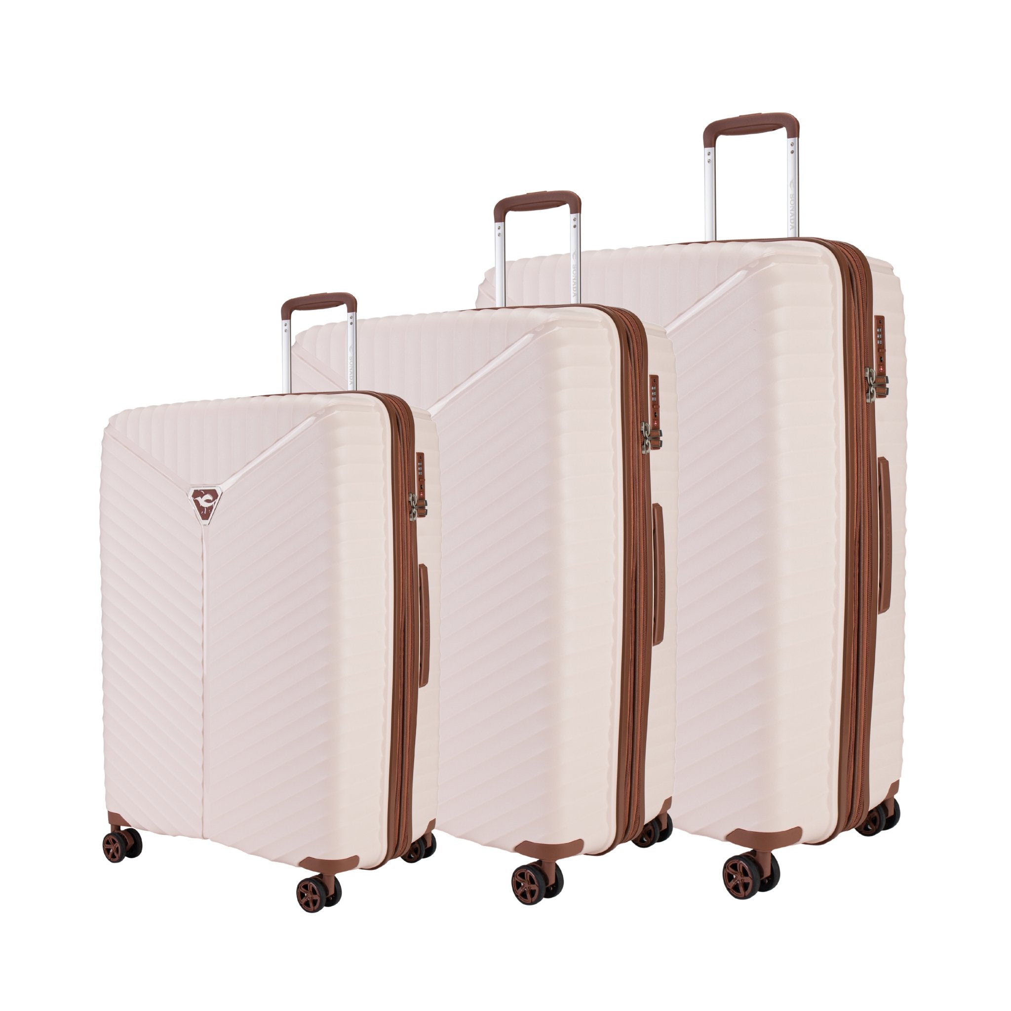 Sonada Turin Suitcases, Unbreakable Set of 3 + Beauty Case - Olive