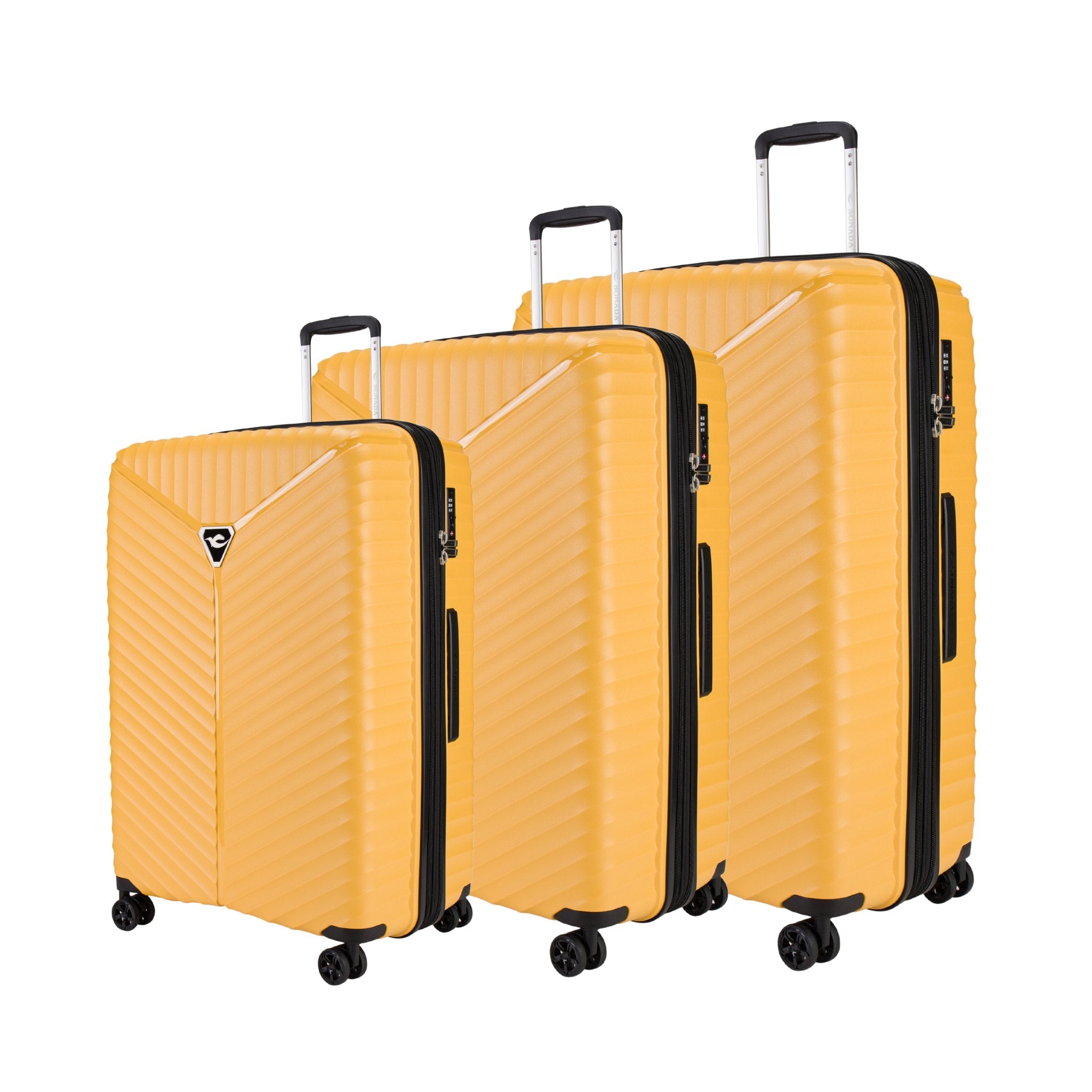 Sonada Turin Suitcases, Unbreakable Set of 3 + Beauty Case - BlueBerry