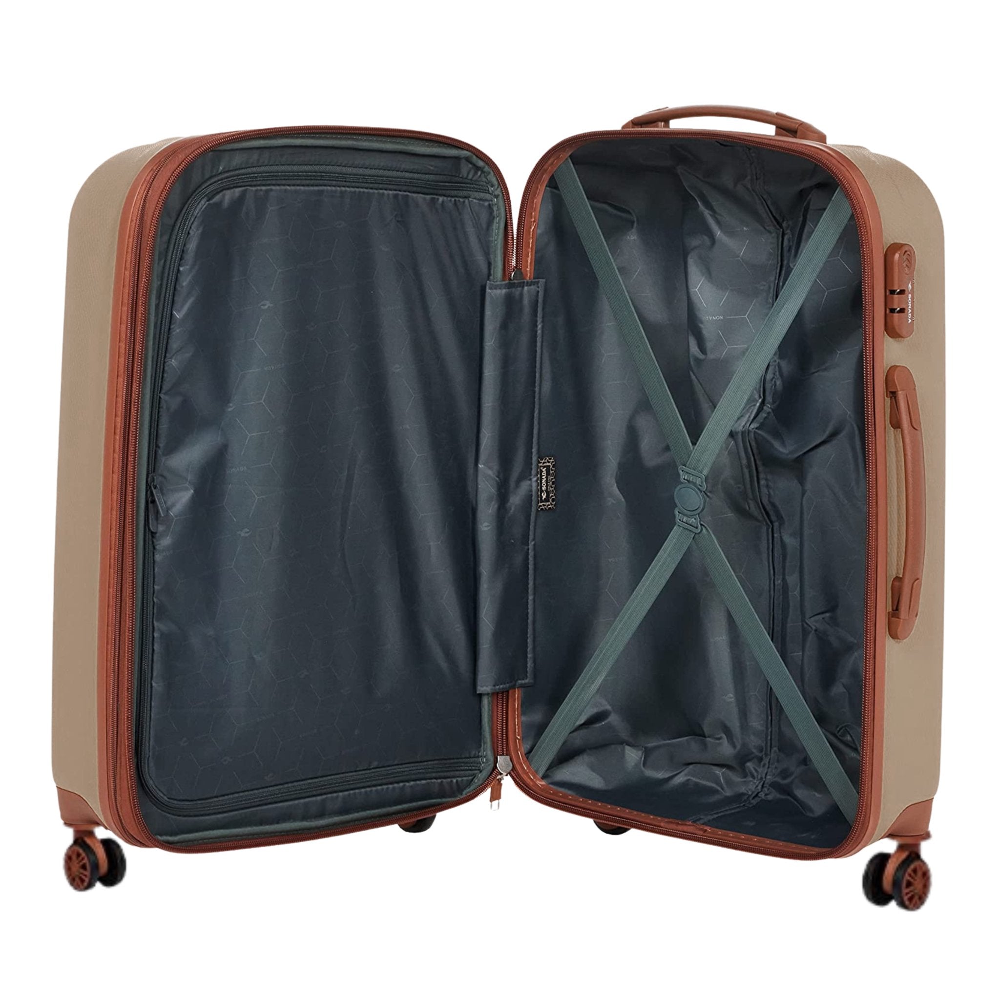 Upright Suitcases Trolley Set of 3 - Champagne