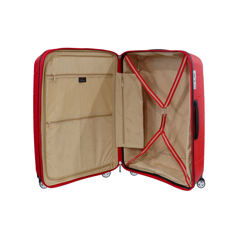 Unbreakable Pierre Cardin Pixel Collection Hardcase Trolley Set of 3 + Beauty Case - Red