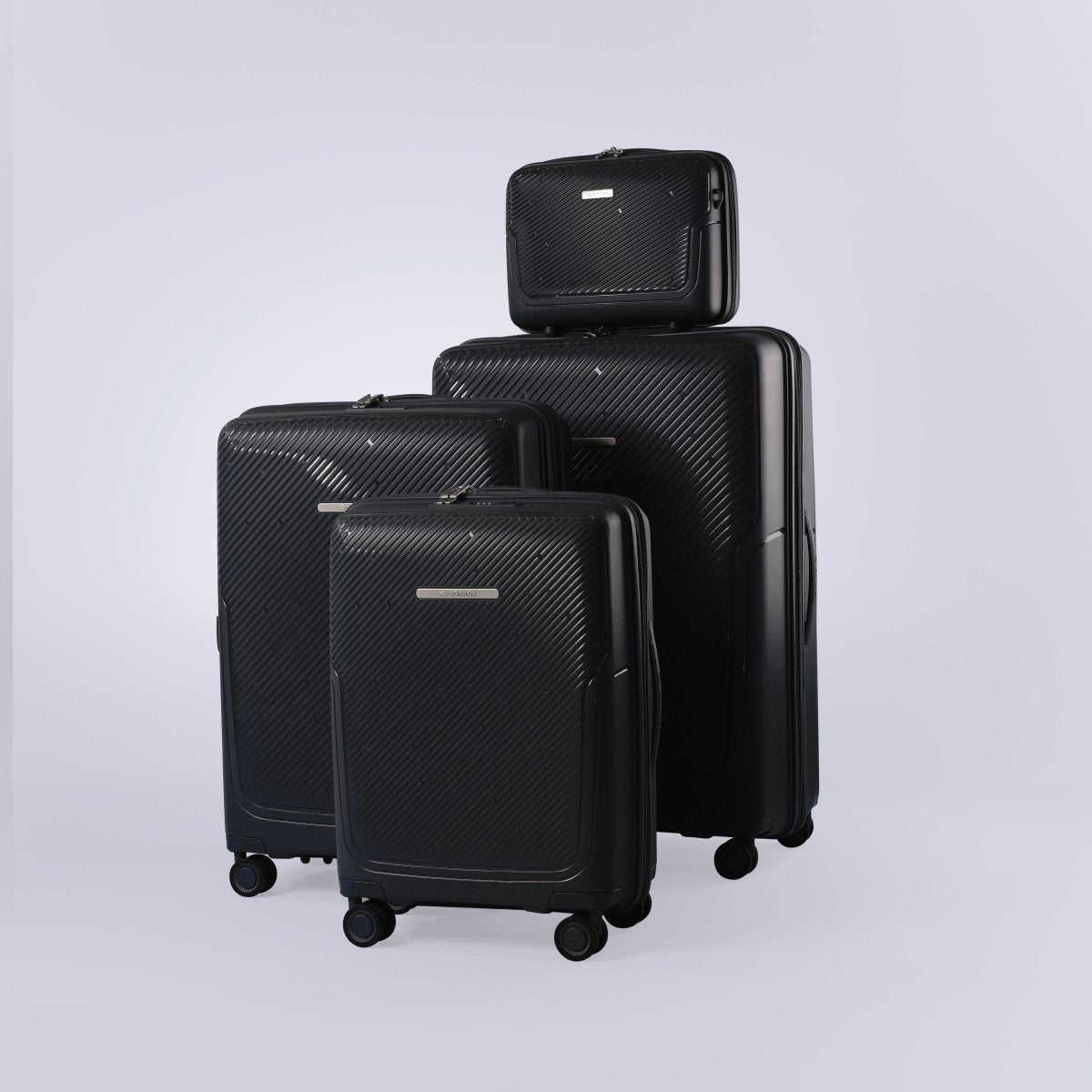 Almeria PP Suitcase Trolley Set of 4, Black - MOON - Luggage & Travel Accessories - Sonada