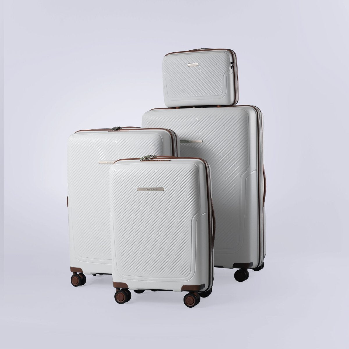 Almeria PP Suitcase Trolley Set of 4, White - MOON - Luggage & Travel Accessories - Sonada