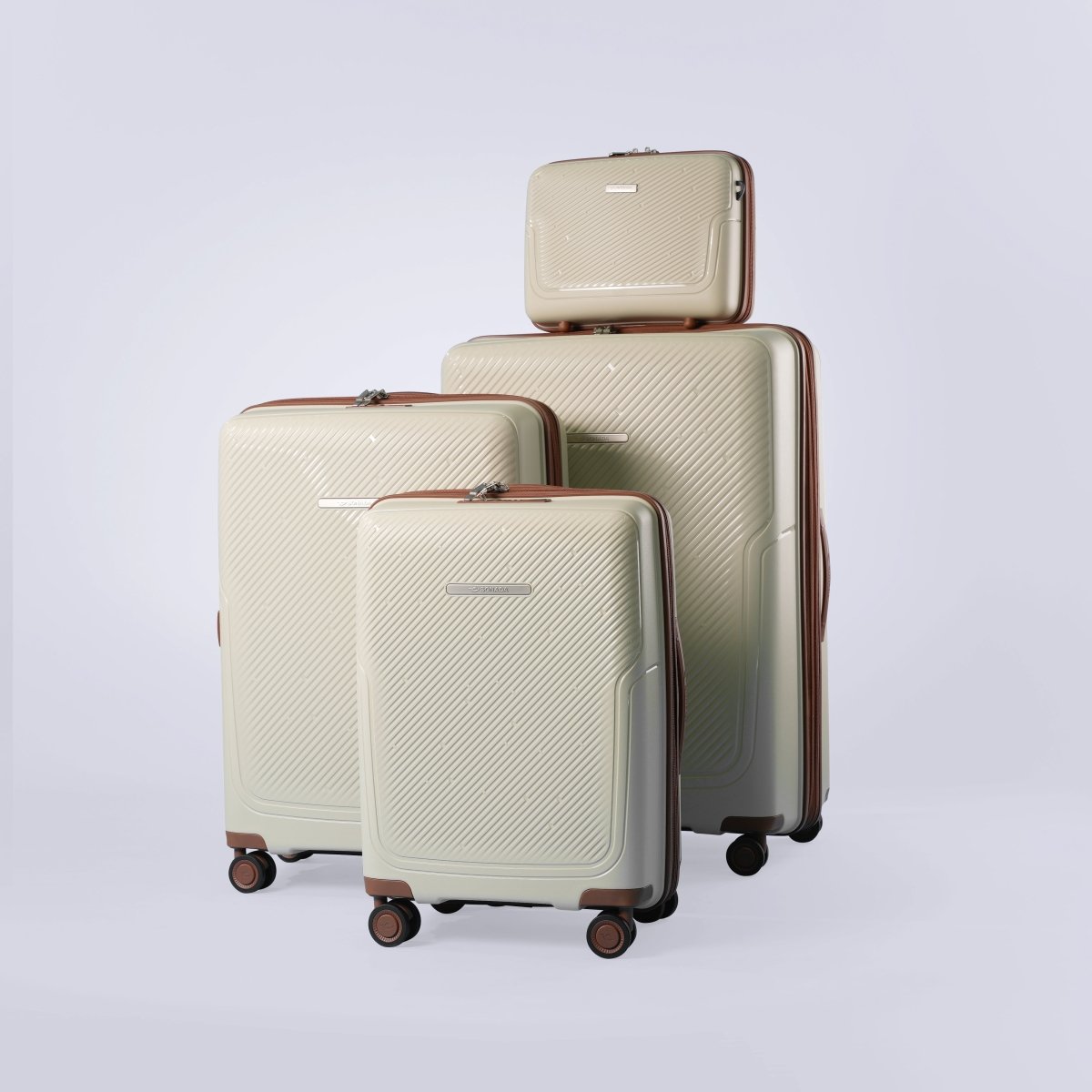 Almeria Suitcase Trolley Set of 4, Champagne - MOON - Luggage & Travel Accessories - Sonada