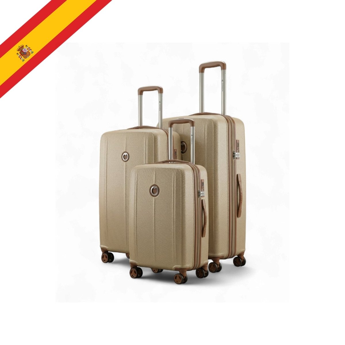 Aragon Hardside Luggage Set of 3, Champagne - MOON - Luggage - Sonada