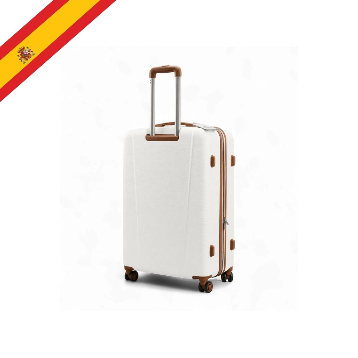 Aragon Hardside Luggage Set of 3, White/Brown - MOON - Luggage - Sonada