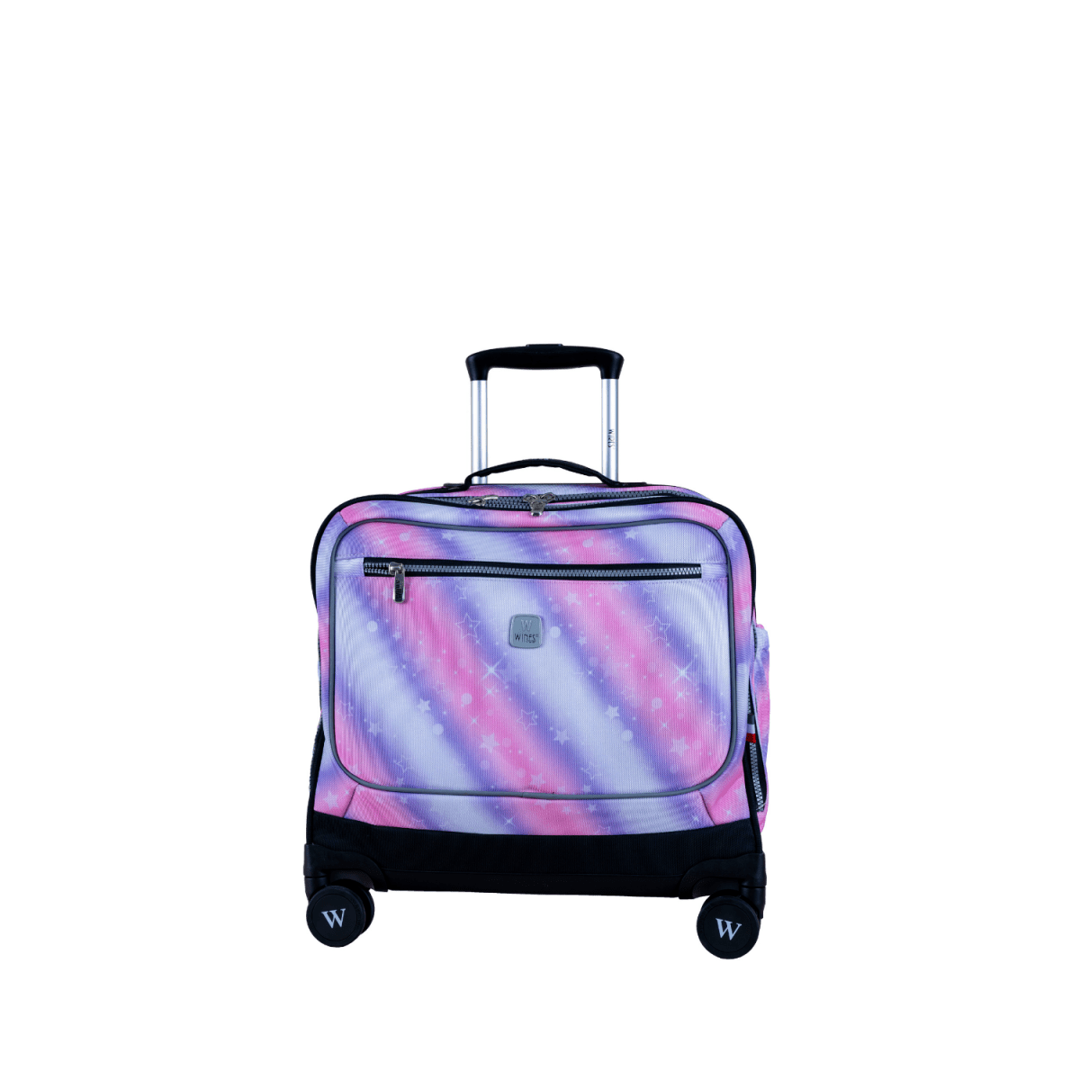Aurora PinkPurple 8 Wheels School Bag Trolley Set of 4(Lunch Bag & Pencil Case)+Lunch Box - MOON - Back 2 School - Wires