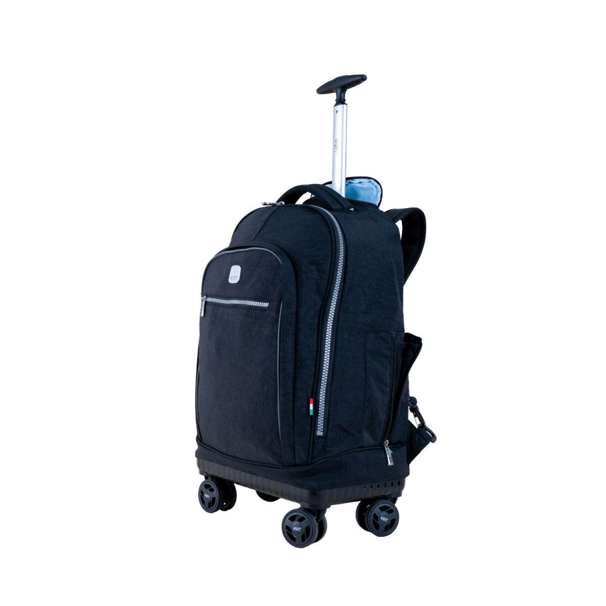 Black 4 - Wheels School Backpack Trolley Set (Lunch bag & Pencil Case) - MOON - Back 2 School - Wires