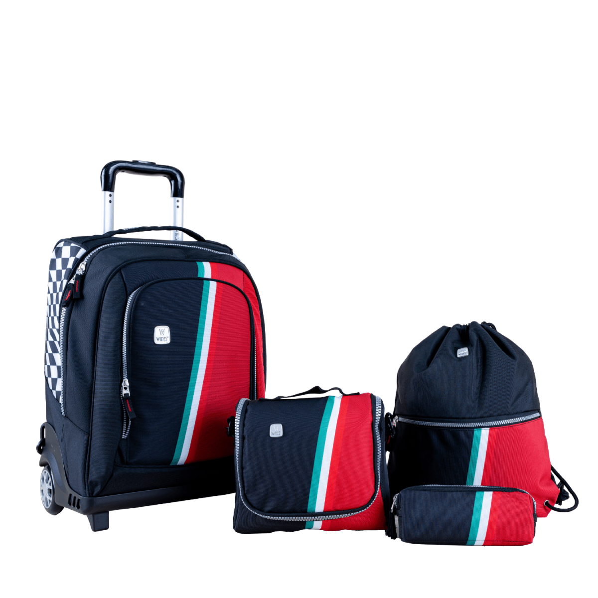 Black Race New Wheel School Bags Trolly Set of 3pcs - MOON - Back 2 School - Wires