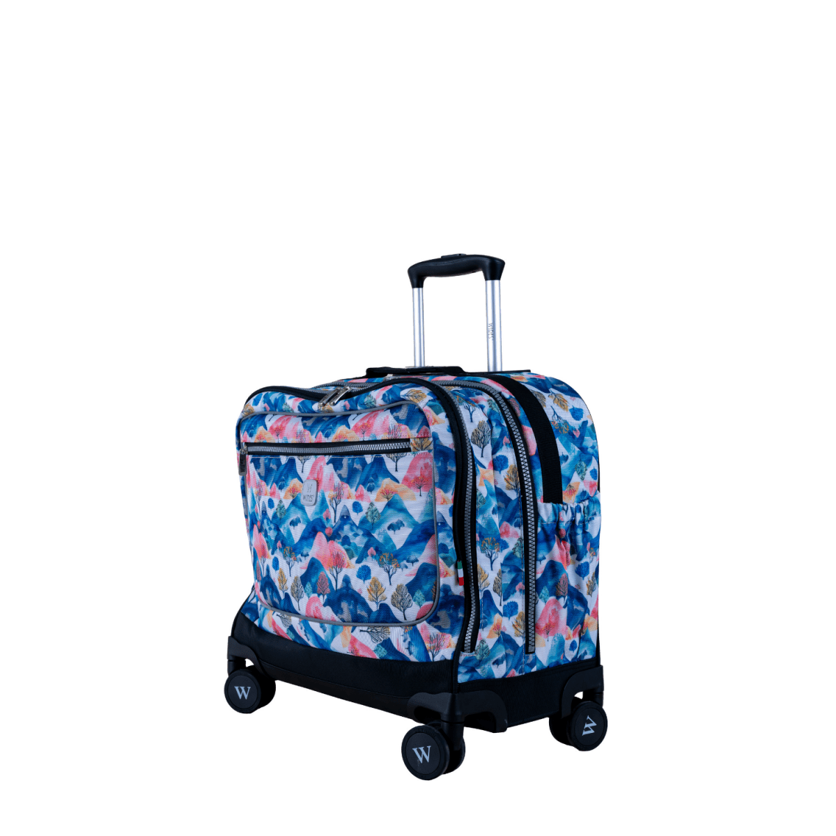Blue Zone Flamingo 8 Wheels School Bag Trolley Set of 4(Lunch Bag & Pencil Case)+Lunch Box - MOON - Back 2 School - Wires