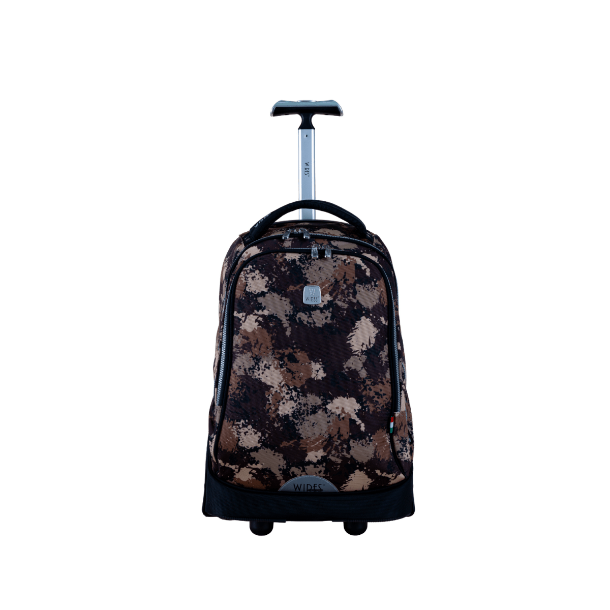 Brown Camouflage Big Wheel School Bag Trolley Set of 3 (Lunch Bag & Pencil Case) - MOON - Back 2 School - Wires