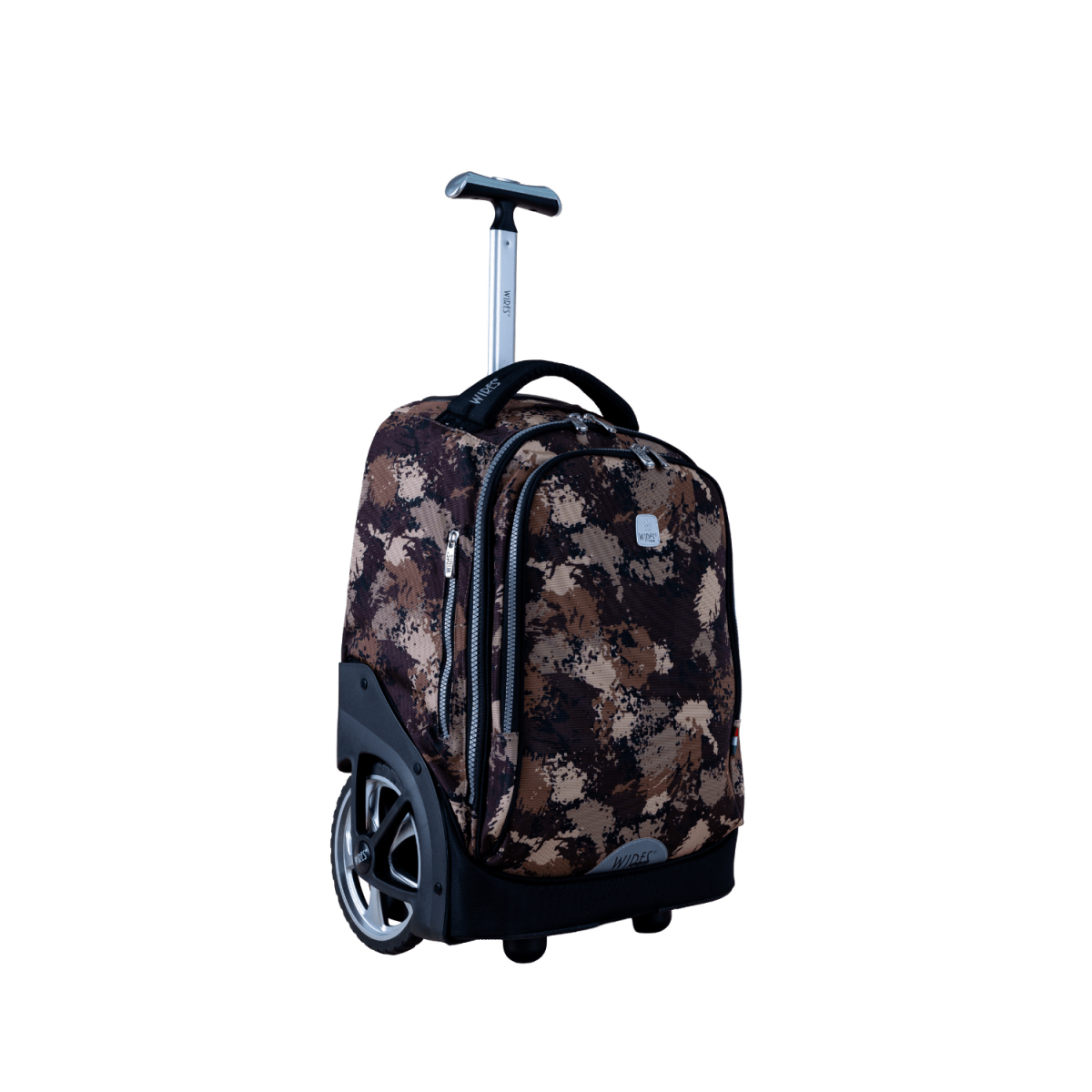 Brown Camouflage Big Wheel School Bag Trolley Set of 3 (Lunch Bag & Pencil Case) - MOON - Back 2 School - Wires
