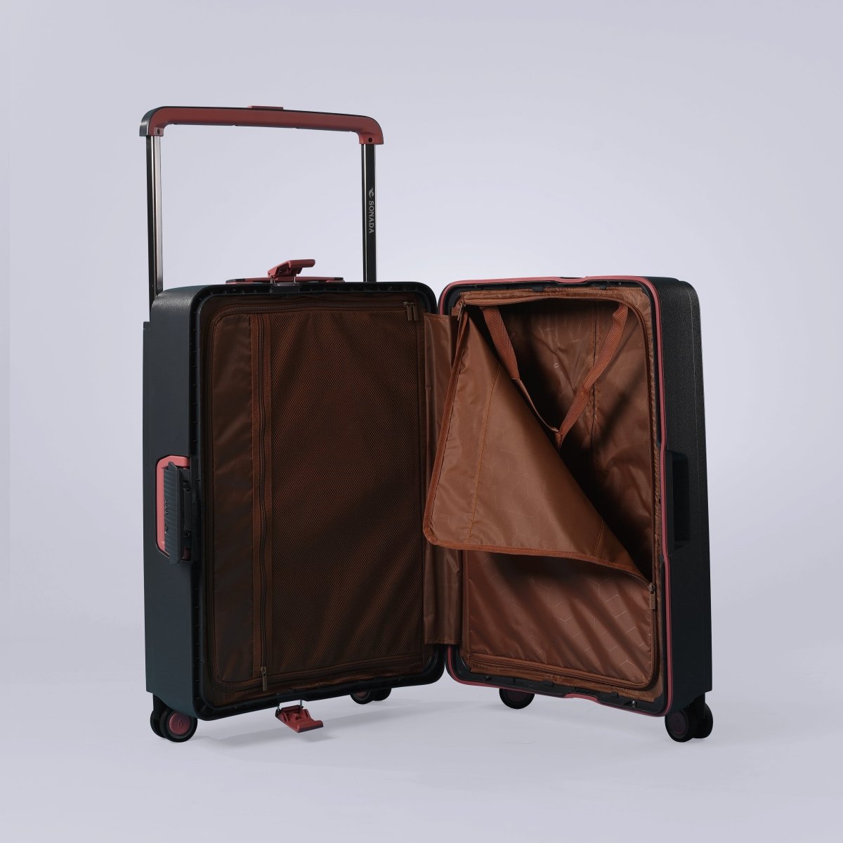 Burgos Zipless Suitcase Set of 3 Dark Grey - MOON - Luggage & Travel Accessories - Sonada