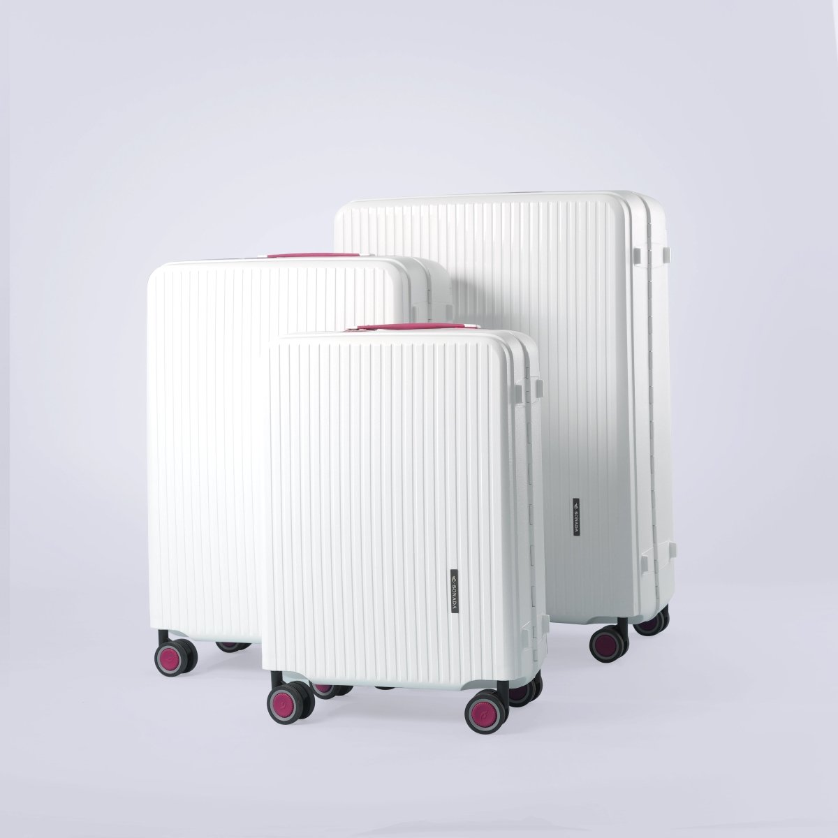 Burgos Zipless Suitcase Set of 3 White - MOON - Luggage & Travel Accessories - Sonada