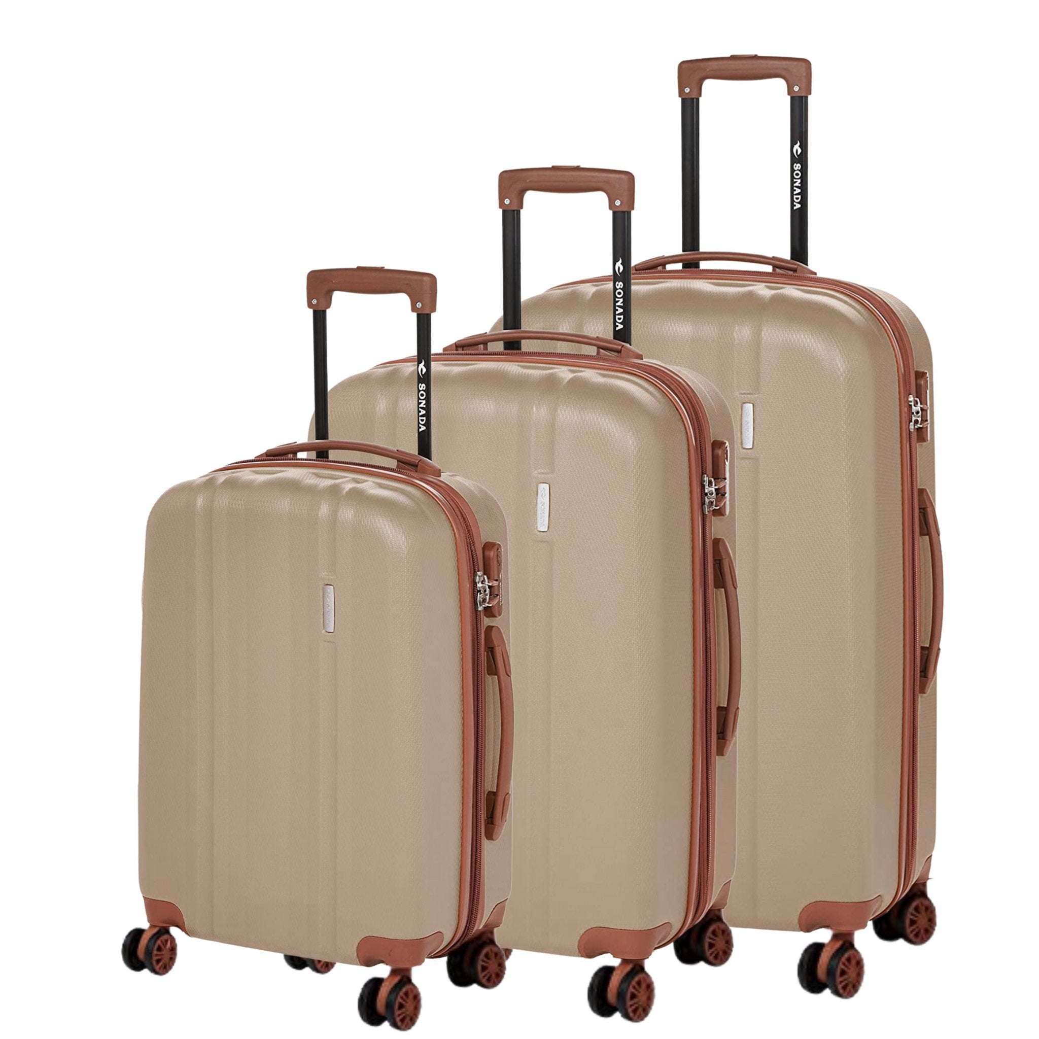 Sonada Upright Suitcases Trolley Set of 3 - White