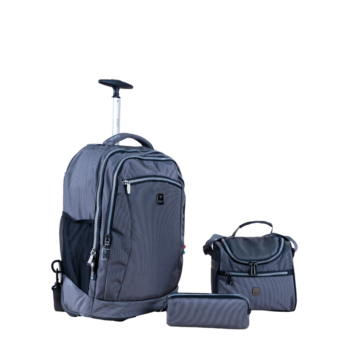 Dark Grey Small Wheel School Bags Trolly Set of 3pcs - MOON - Back 2 School - Wires