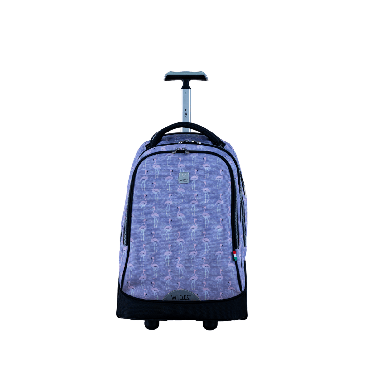 Flamingo Purple Big Wheel School Bag Trolley Set of 3 (Lunch Bag & Pencil Case) - MOON - Back 2 School - Wires