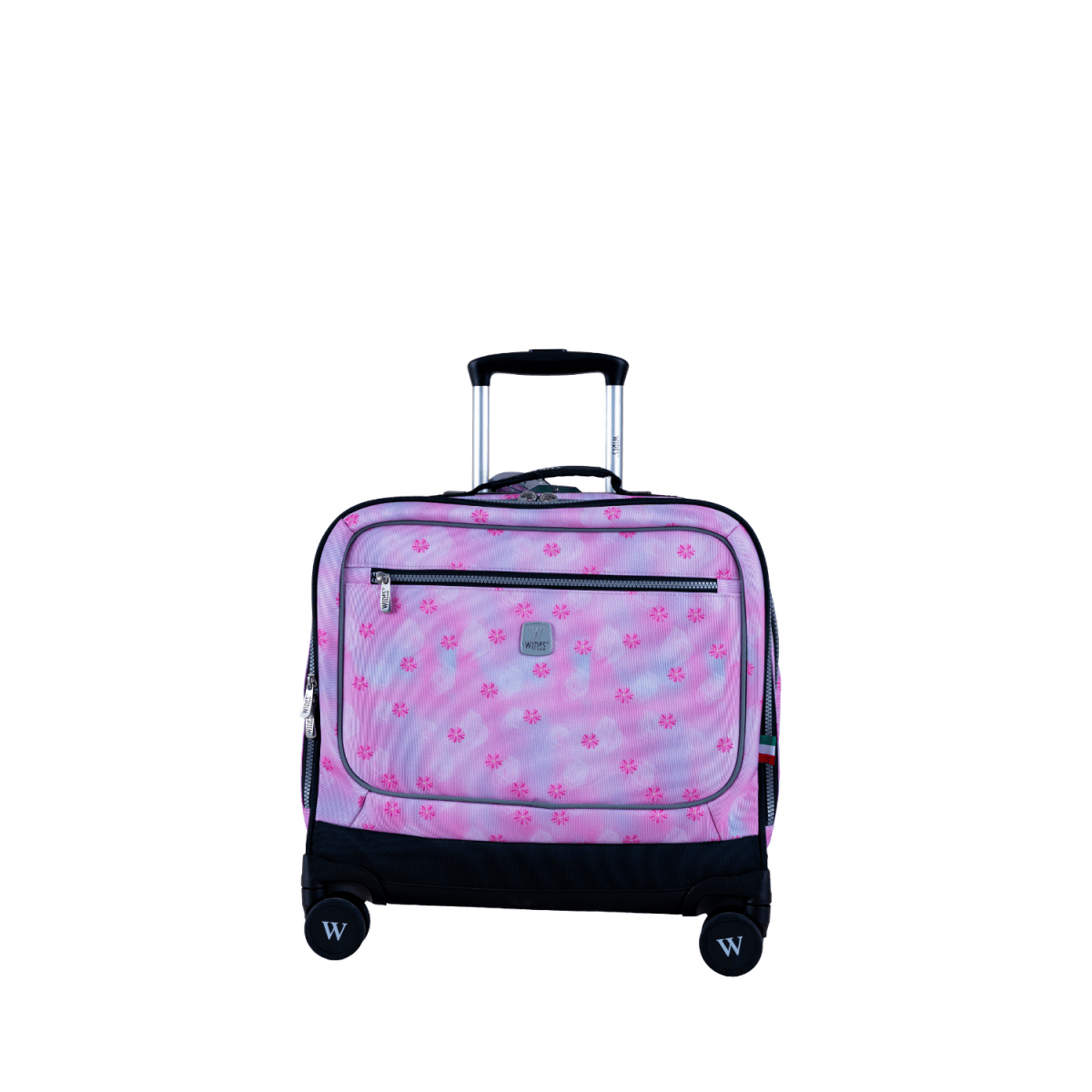 Flower Pink 8 Wheels School Bag Trolley Set of 4(Lunch Bag & Pencil Case)+Lunch Box - MOON - Back 2 School - Wires