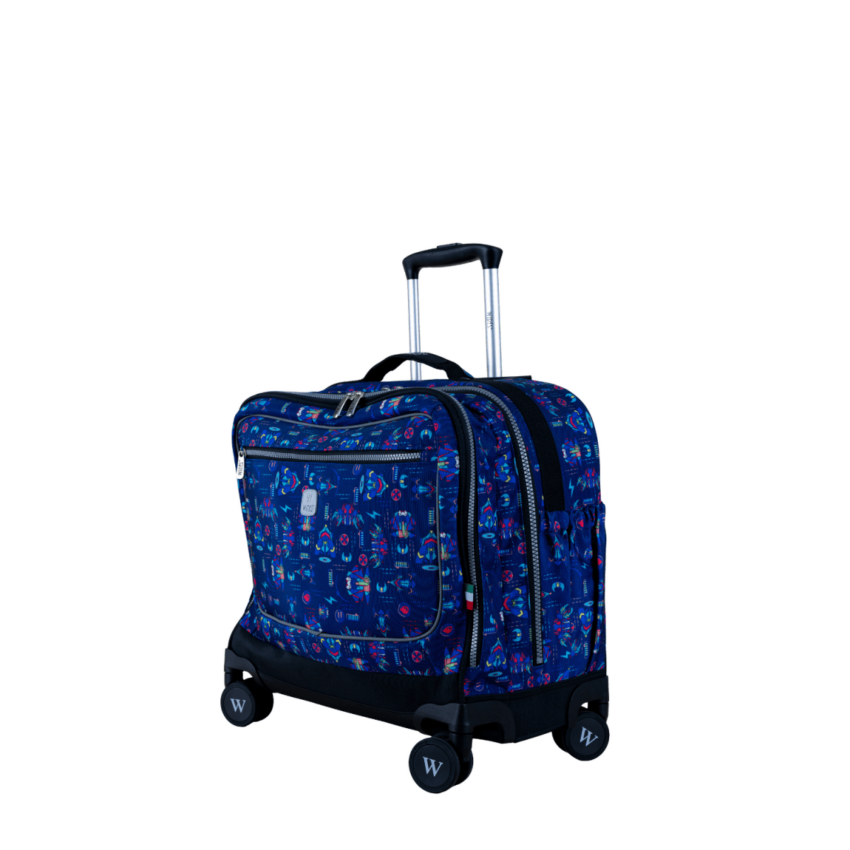 Galactic Arcade 8 Wheels School Bag Trolley Set of 4(Lunch Bag & Pencil Case)+Lunch Box - MOON - Back 2 School - Wires