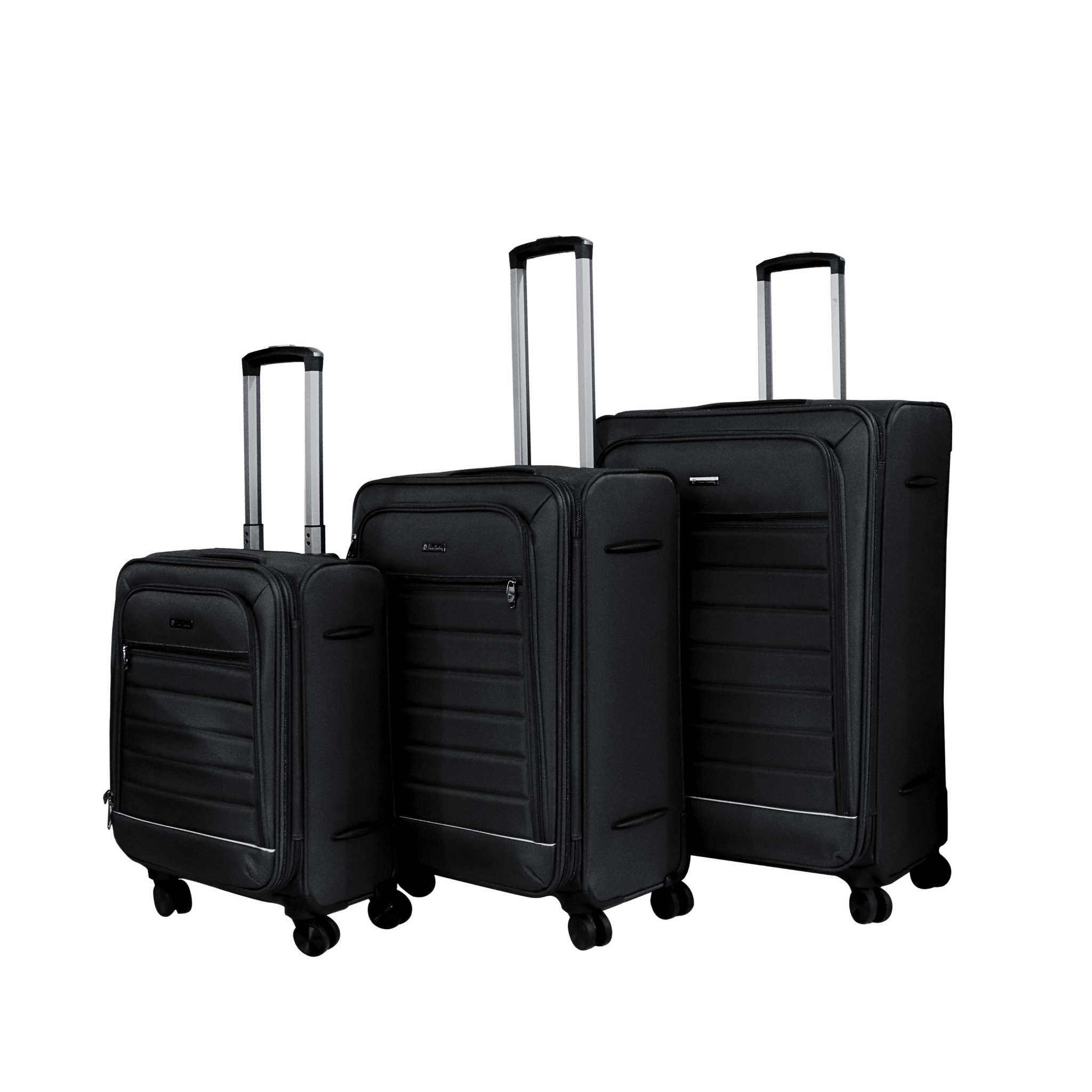 Gallen Softside Trolley Set of 3 - Black - MOON - Luggage & Travel Accessories - Pierre Cardin