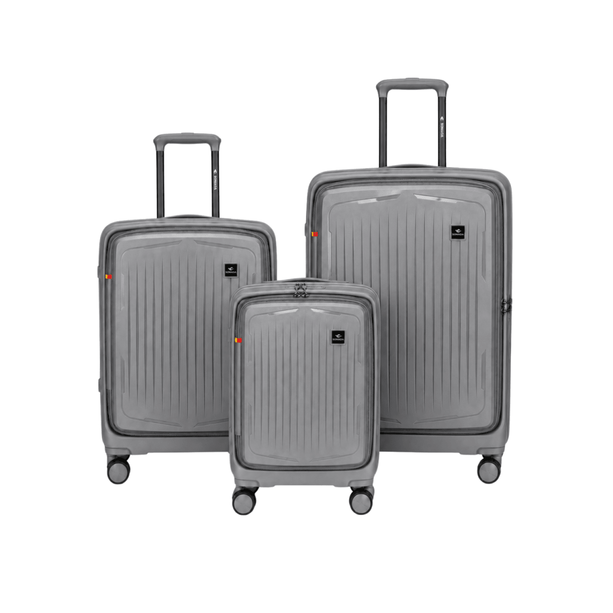 Granada Front Opening Hardside Luggage Set of 3 in Beige, Khaki - MOON - Luggage - Sonada