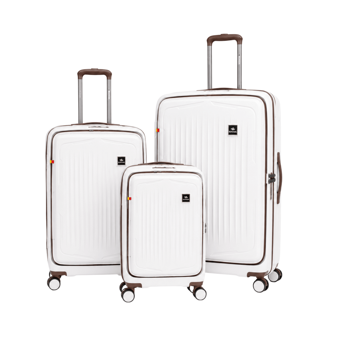 Granada Front Opening Hardside Luggage Set of 3 in Beige, Khaki - MOON - Luggage - Sonada