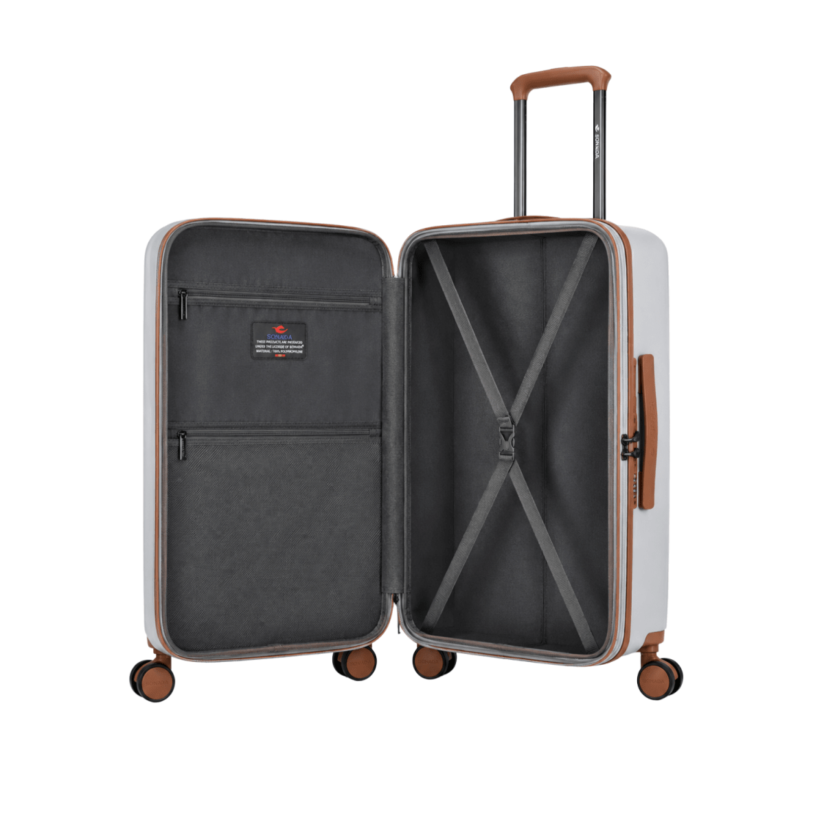 Granada Front Opening Hardside Luggage Set of 3 in Silver / Brown - MOON - Luggage - Sonada