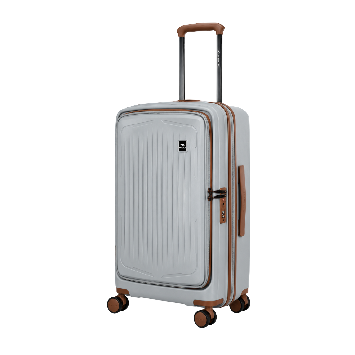 Granada Front Opening Hardside Luggage Set of 3 in Silver / Brown