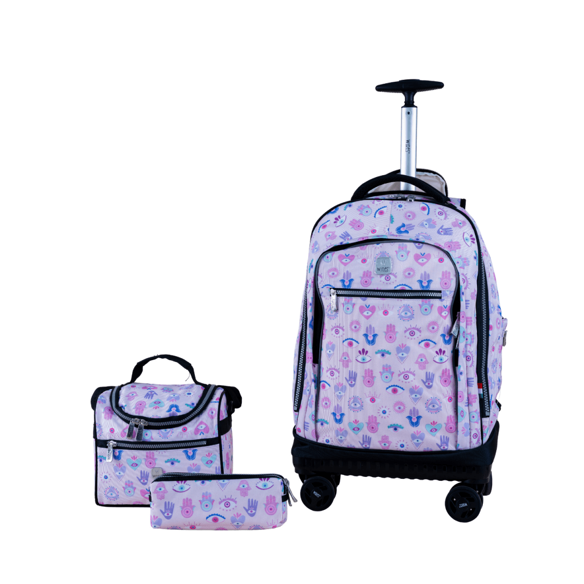 Hand 4 - Wheels School Backpack Trolley Set (Lunch bag & Pencil Case) - MOON - Back 2 School - Wires