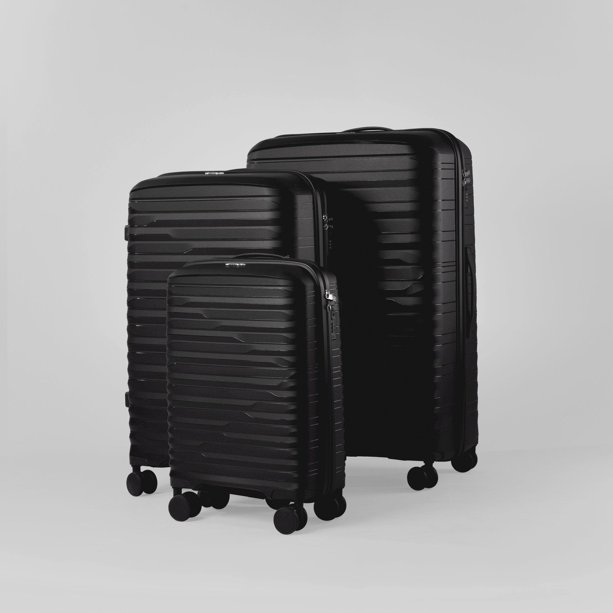 Monsca PP Suitcase Set of 3 - Black - MOON - Luggage & Travel Accessories - Monsca