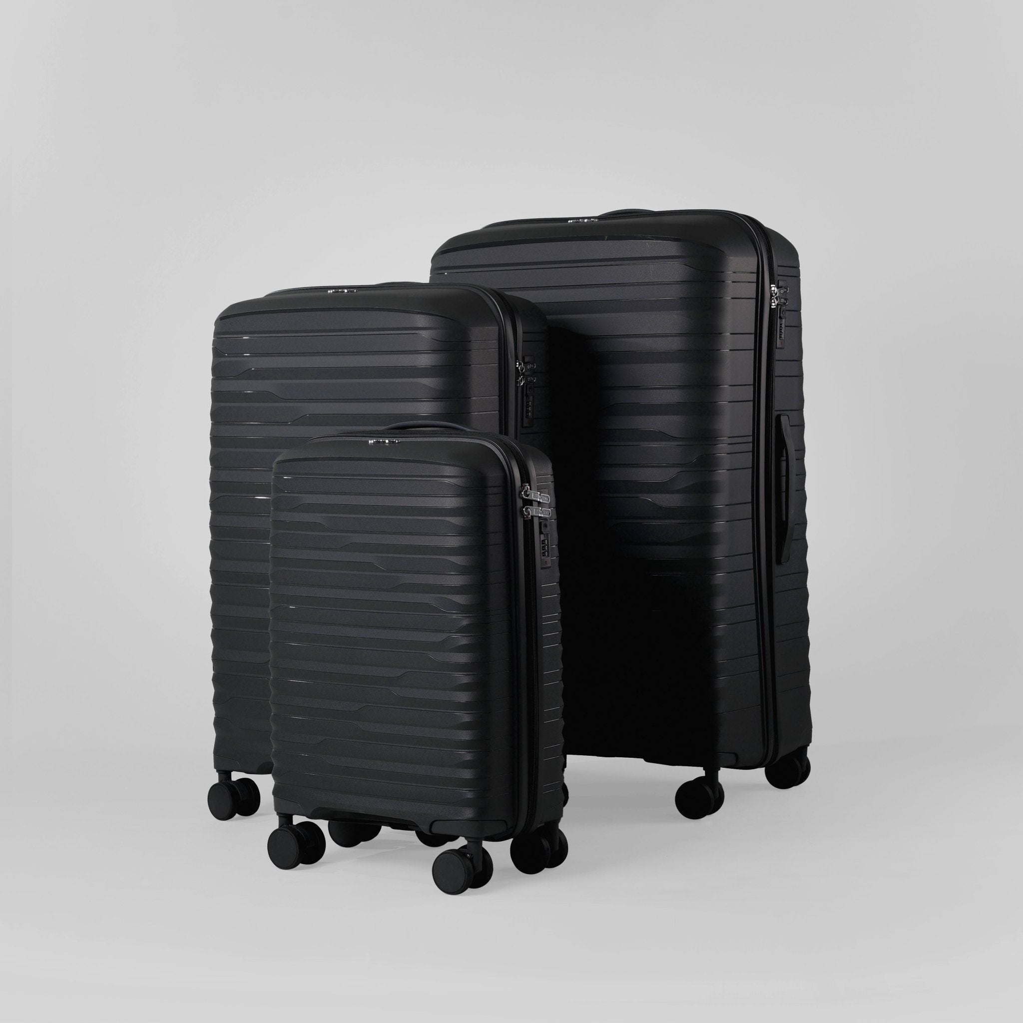 Monsca PP Suitcase Set of 3 - Dark Grey - MOON - Luggage & Travel Accessories - Monsca