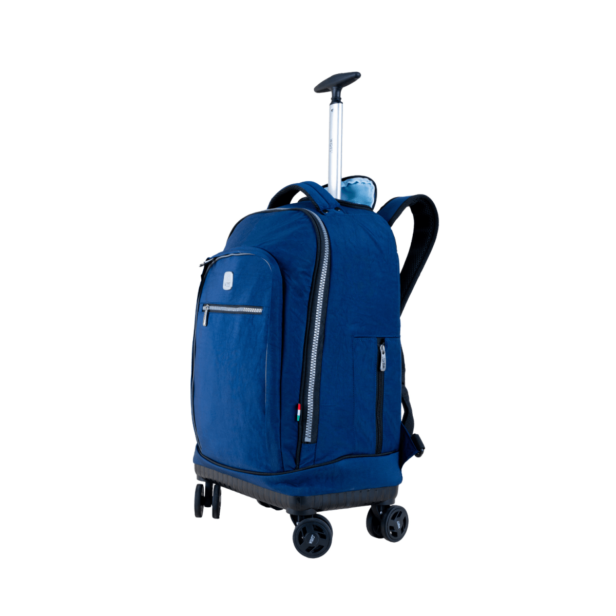 Navy 4 - Wheels School Backpack Trolley Set (Lunch bag & Pencil Case) - MOON - Back 2 School - Wires