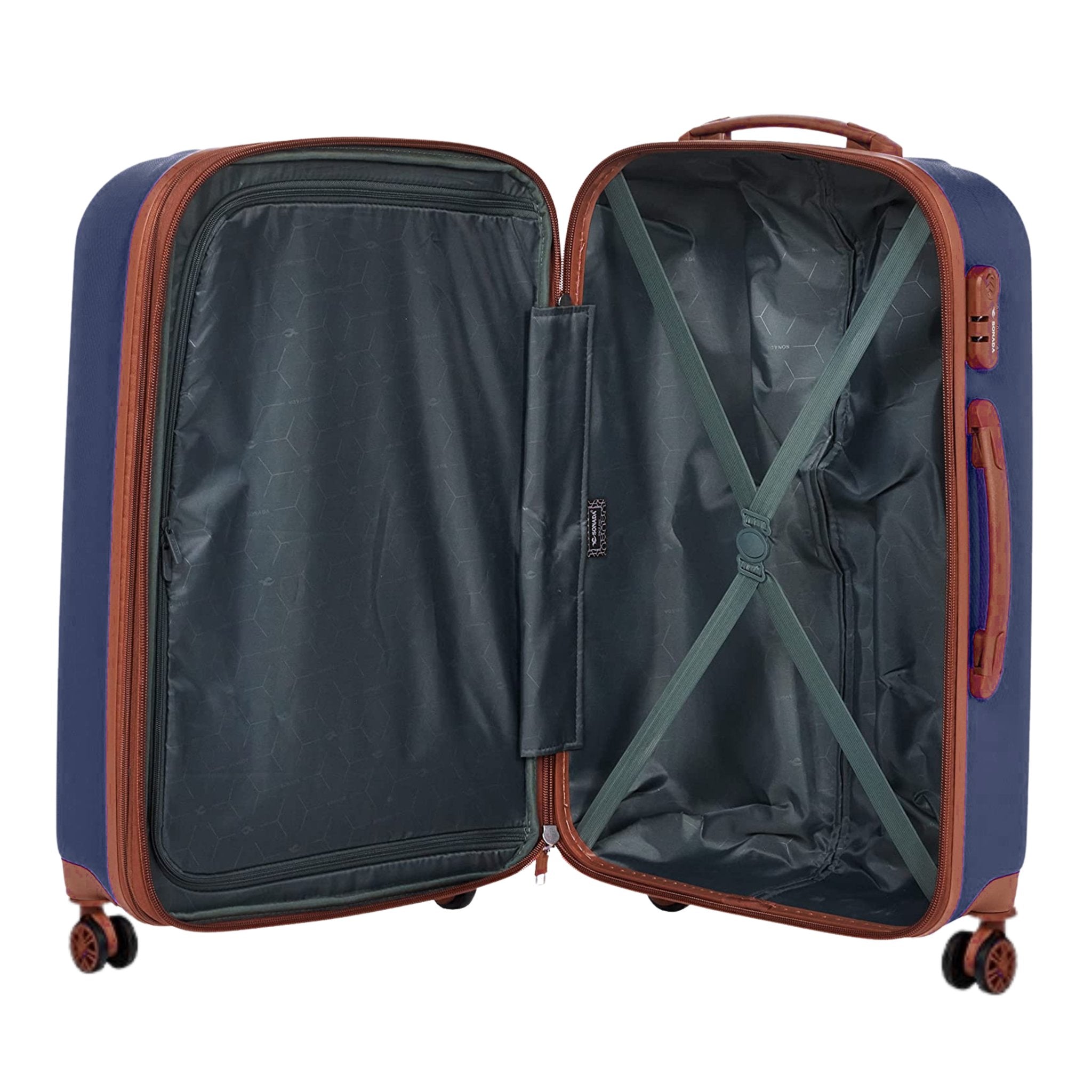 Sonada Upright Suitcases Trolley Set of 3 - Navy