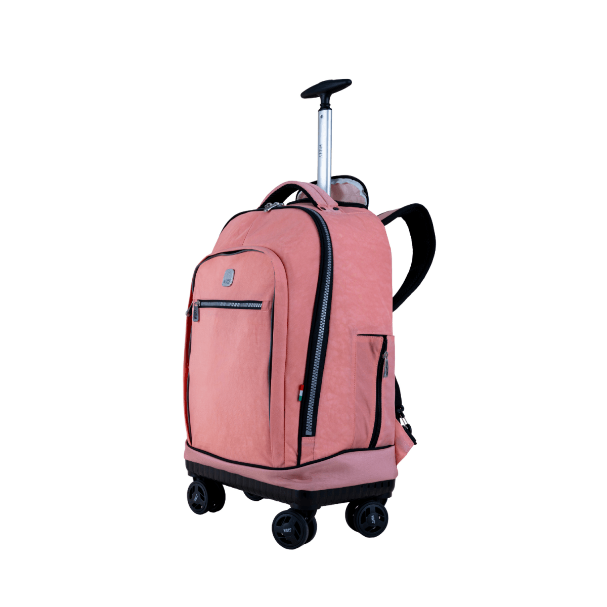 Orange 4 - Wheels School Backpack Trolley Set (Lunch bag & Pencil Case) - MOON - Back 2 School - Wires