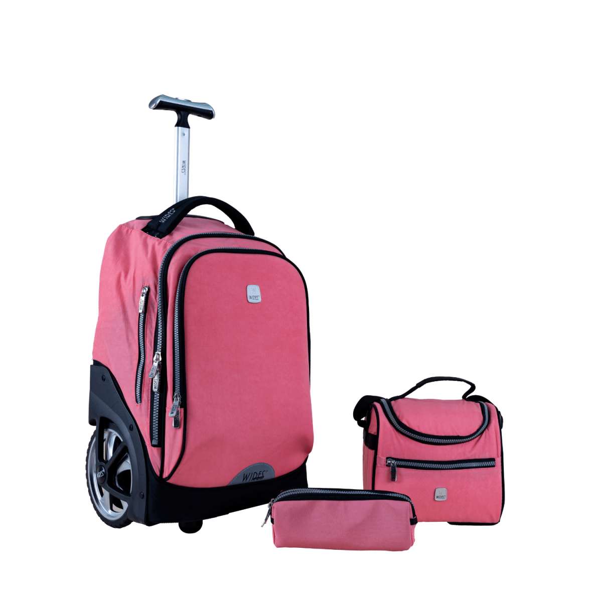 Orange Big Wheel School Bag Trolley Set of 3 (Lunch Bag & Pencil Case) - MOON - Back 2 School - Wires