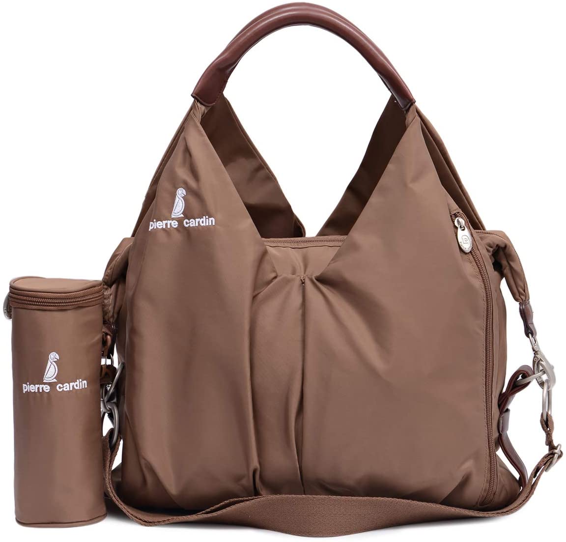 Pierre Cardin Baby Diaper Bag with Water Bottle Holder Brown