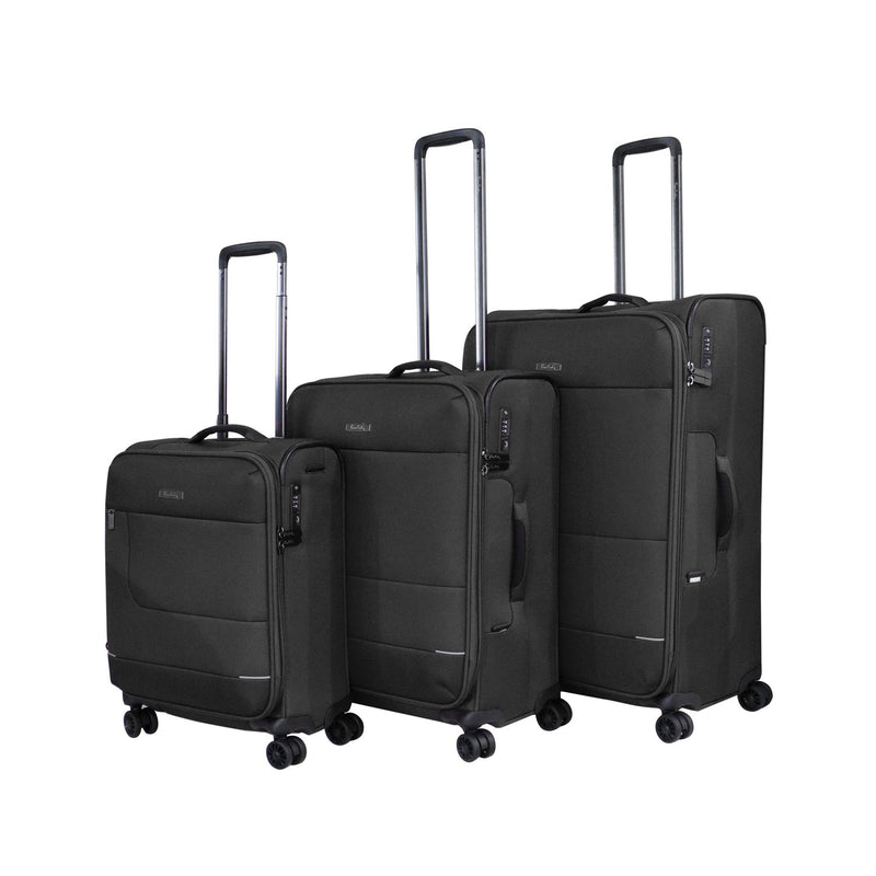 Pierre Cardin Softcase Airlite Collection-Set Of 3 Black - MOON - Luggage & Travel Accessories - Pierre Cardin - Pierre Cardin Softcase Airlite Collection-Set Of 3 Black - Black - Luggage set - 1