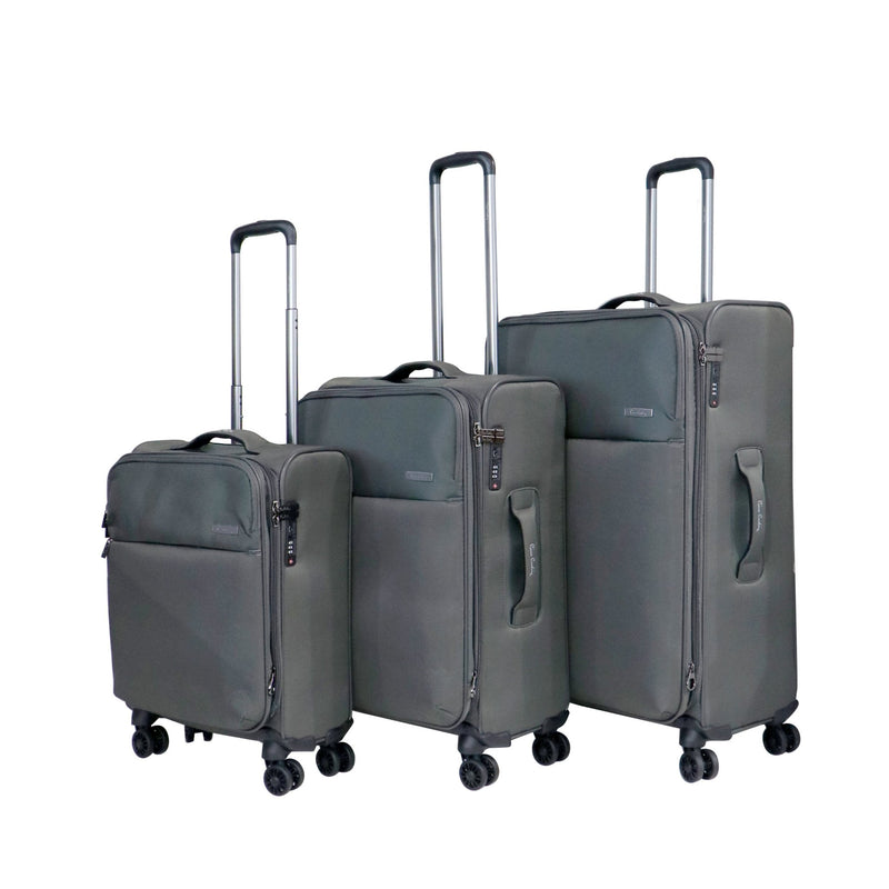 Pierre Cardin Softside Mercury Luggage Set of 3 Grey - MOON - Luggage - Pierre Cardin - Pierre Cardin Softside Mercury Luggage Set of 3 Grey - Luggage Set - 1