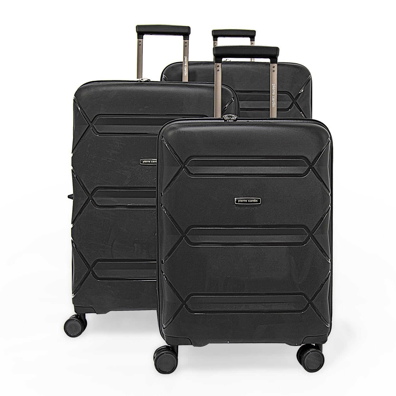 Pierre Cardin Trolley Set of 4 Suitcases Starlight With Free Beauty Case Black