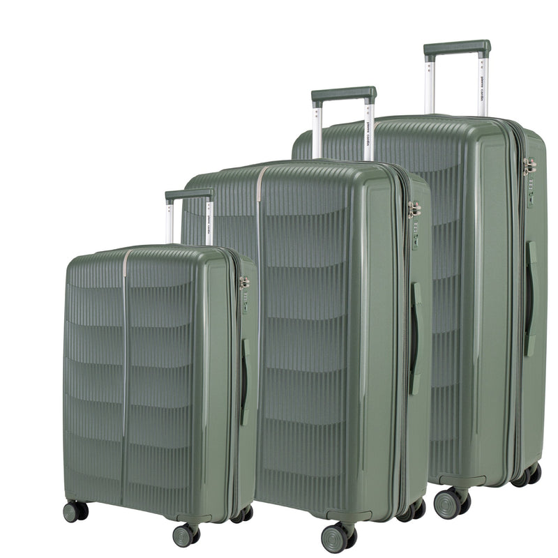 Pierre Cardin Unbreakable PP Set Of 3 with Free Beauty Case-D.Grey - MOON - Luggage & Travel Accessories - Pierre Cardin - Pierre Cardin Unbreakable PP Set Of 3 with Free Beauty Case-D.Grey - Green - Luggage set - 6